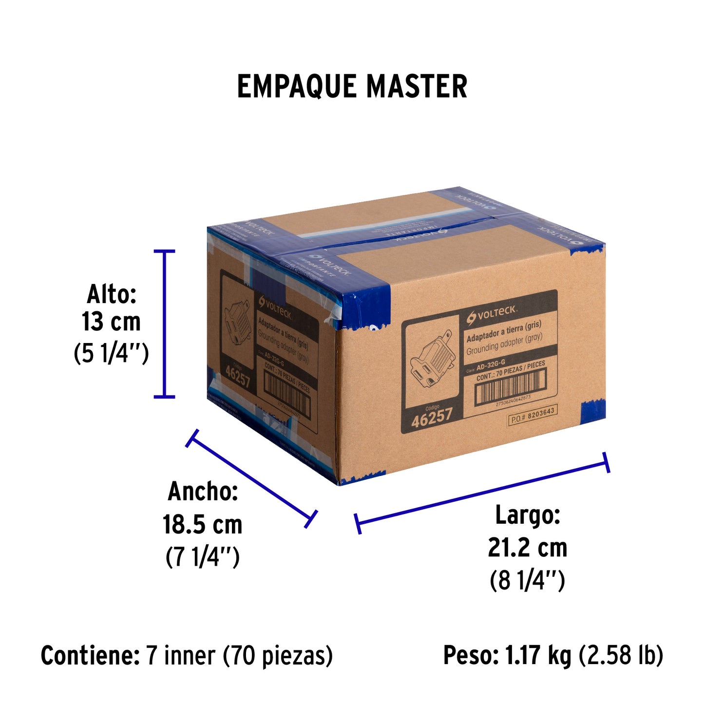 Adaptador 3 a 2, gris, a granel, Volteck | AD-32G-G | 46257