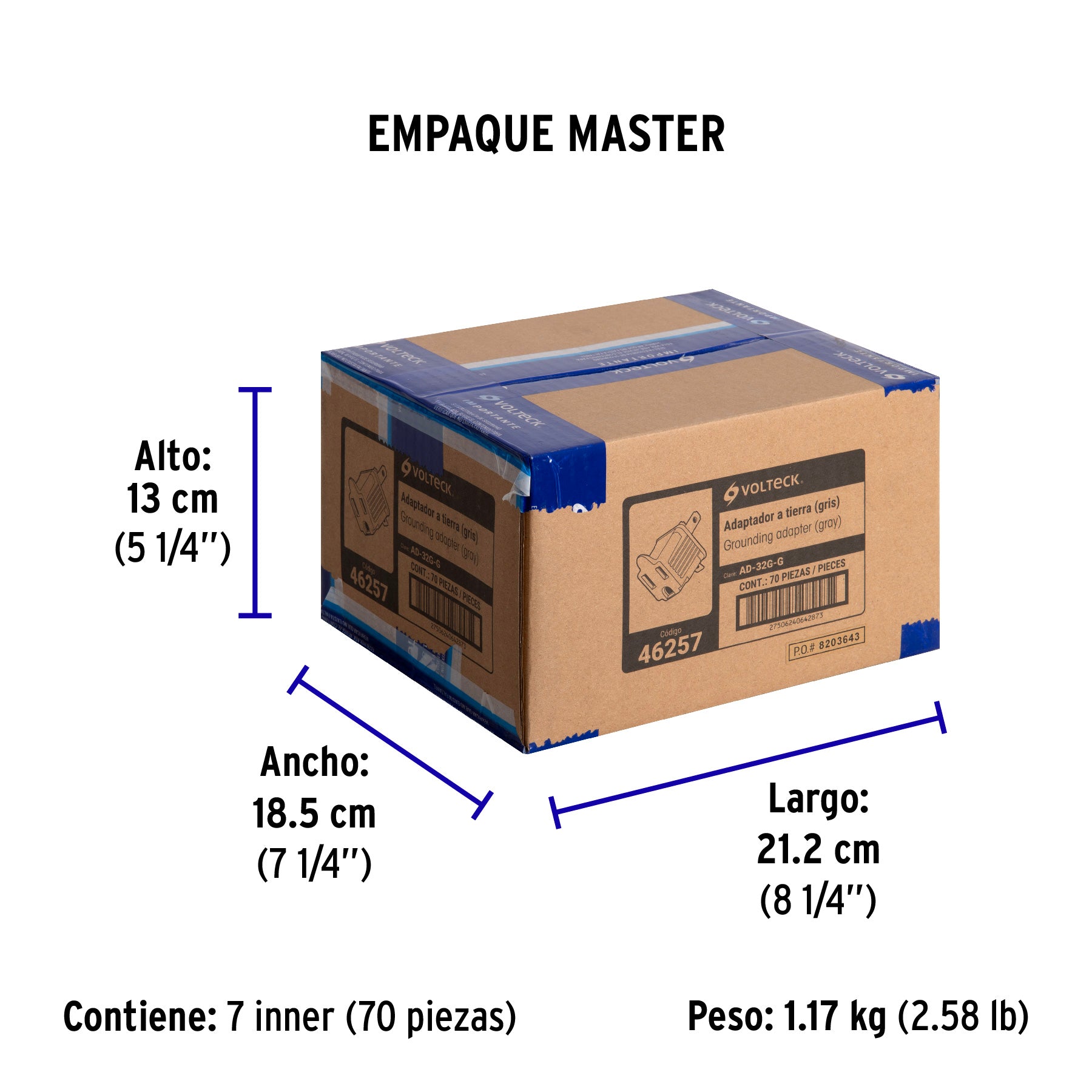 Adaptador 3 a 2, gris, a granel, Volteck | AD-32G-G | 46257