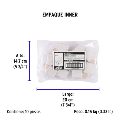 Adaptador 3 a 2, gris, a granel, Volteck | AD-32G-G | 46257