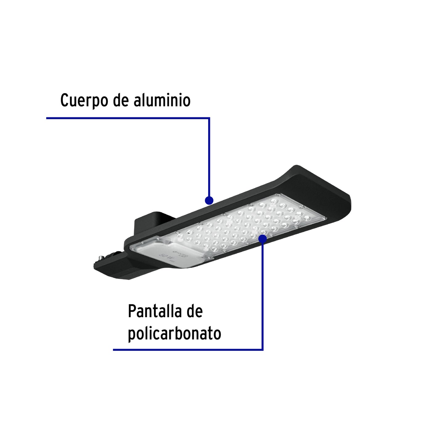 Luminario suburbano LED 50 W 6500 K, plano, VOLTECK | SUB-840L | 46258