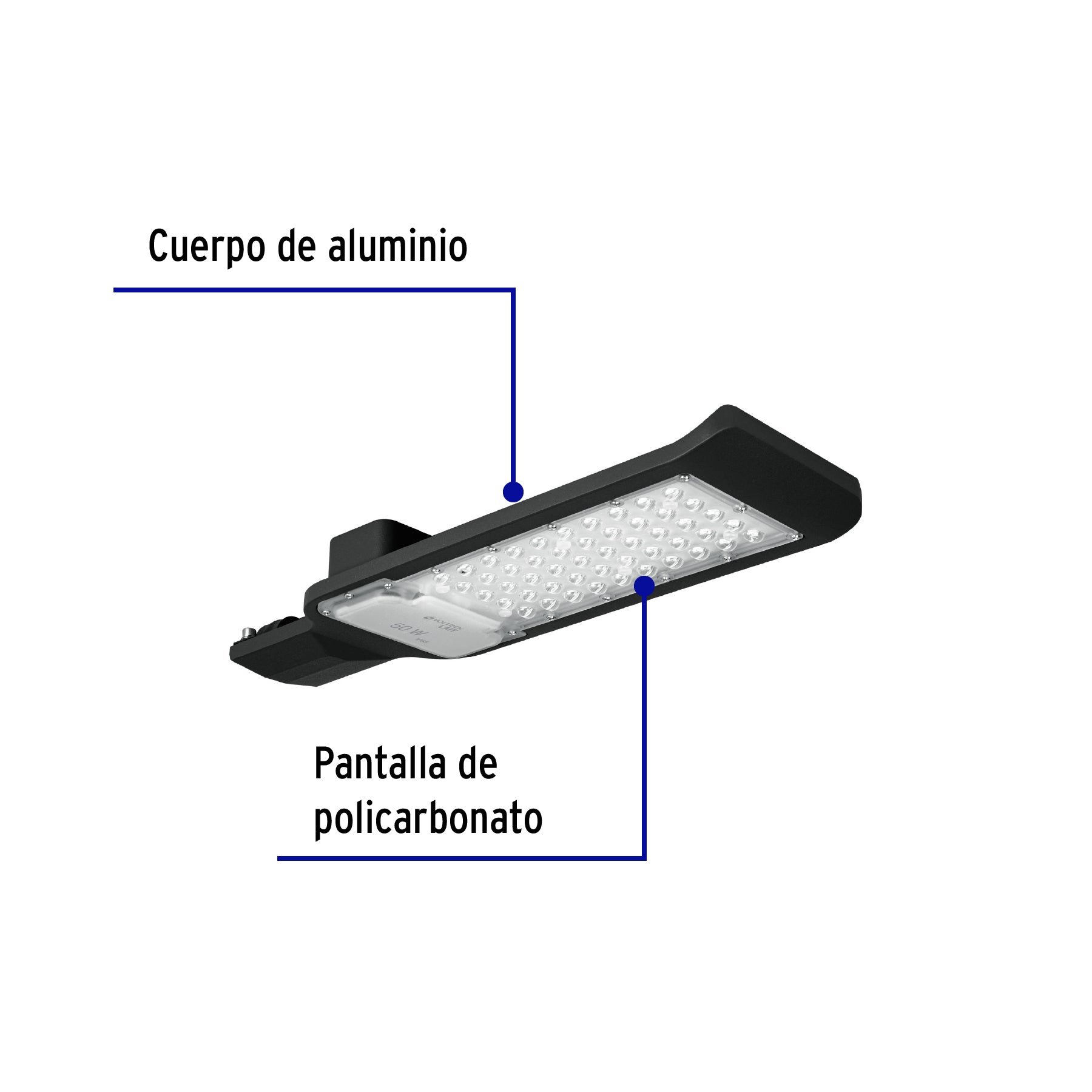 Luminario suburbano LED 50 W 6500 K, plano, VOLTECK | SUB-840L | 46258