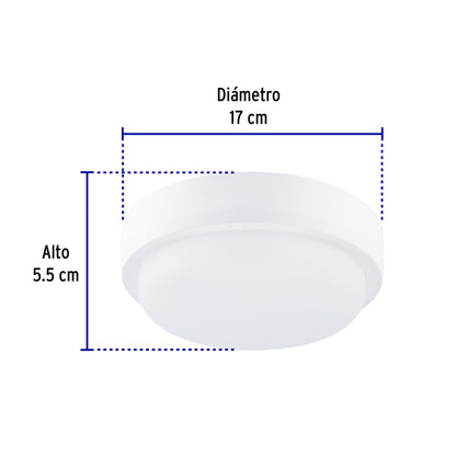 Luminario LED plafón para baño 15W 4000K, redondo, VOLTECK | PLA-602L | 46262