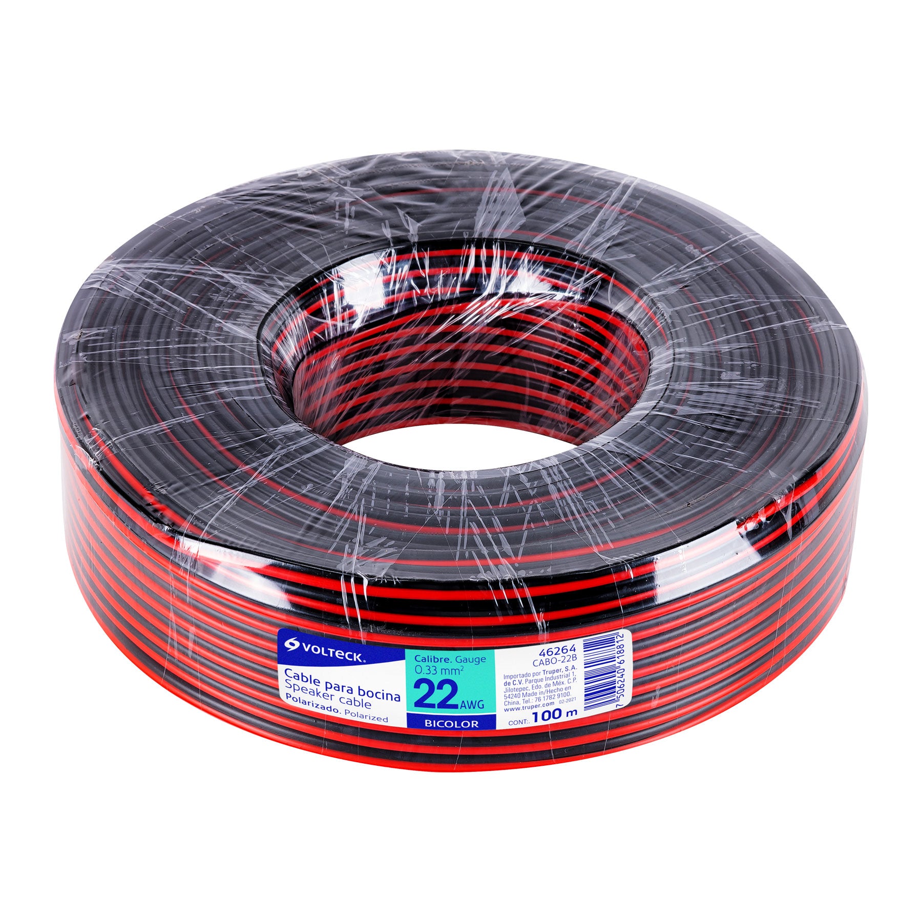 Rollo de 100 m de cable polarizado bicolor p/bocina 22 AWG | CABO-22B | 46264