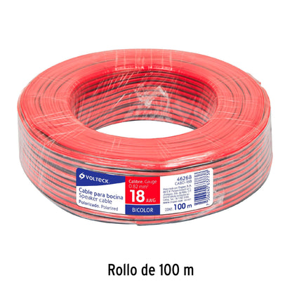 Rollo de 100 m de cable polarizado bicolor p/bocina 18 AWG | CABO-18B | 46268