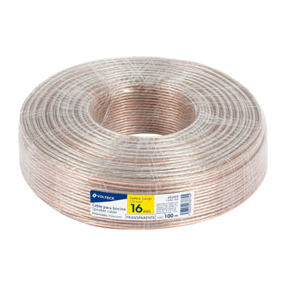 Rollo de 100 m cable polarizado transparente p/bocina 16 AWG | CABO-16P | 46269