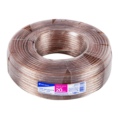 Rollo de 100 m cable polarizado transparente p/bocina 20 AWG | CABO-20P | 46271