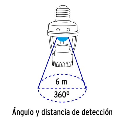 Portalámpara con sensor de movimiento 360°, Volteck | POSE-360 | 46274