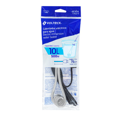 Calentador de inmersión p/agua #2 de 10 L, 500 W, Volteck | CAGU-2 | 46304
