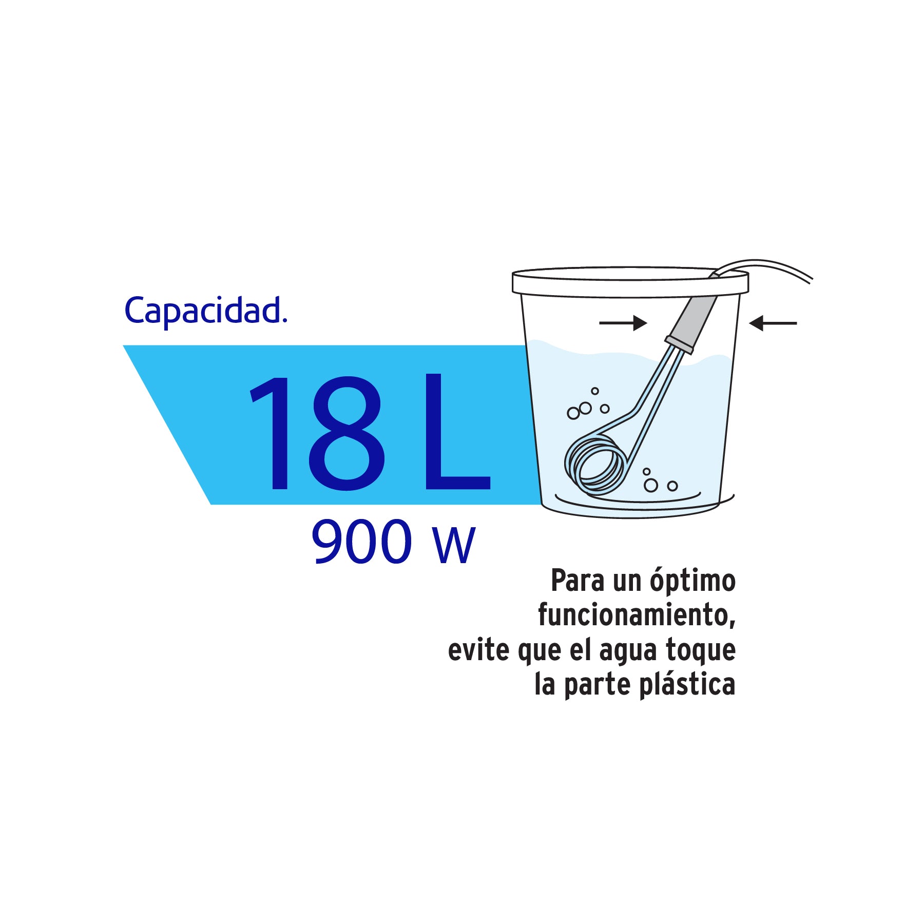 Calentador de inmersión p/agua #5 de 18 L, 900 W, Volteck | CAGU-5 | 46307