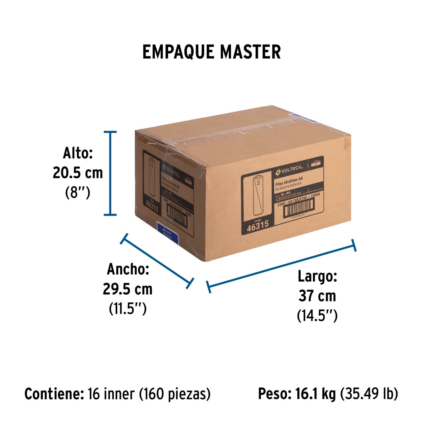 Blíster con 4 pilas alcalinas AA, VOLTECK | AL-AA | 46315