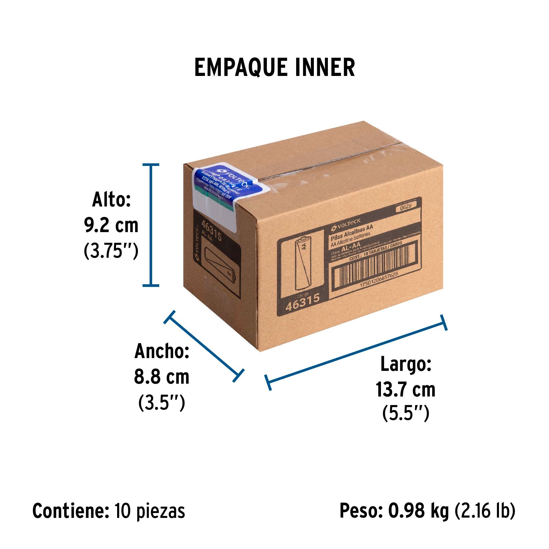 Blíster con 4 pilas alcalinas AA, VOLTECK | AL-AA | 46315