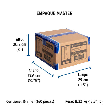 Blíster con 4 pilas alcalinas AAA, VOLTECK | AL-AAA | 46316