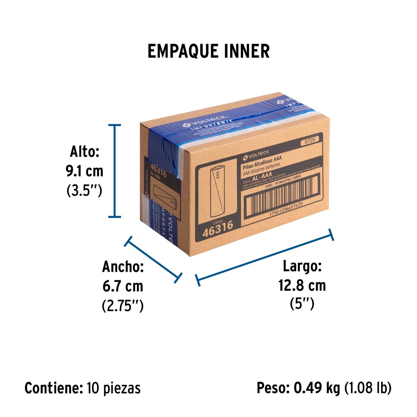 Blíster con 4 pilas alcalinas AAA, VOLTECK | AL-AAA | 46316