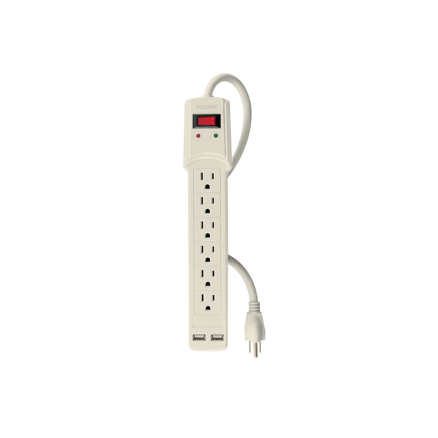 Multicontacto 14 AWG 6 entradas 2 ptos. USB sup. 150J marfil | MUL-615U | 46329