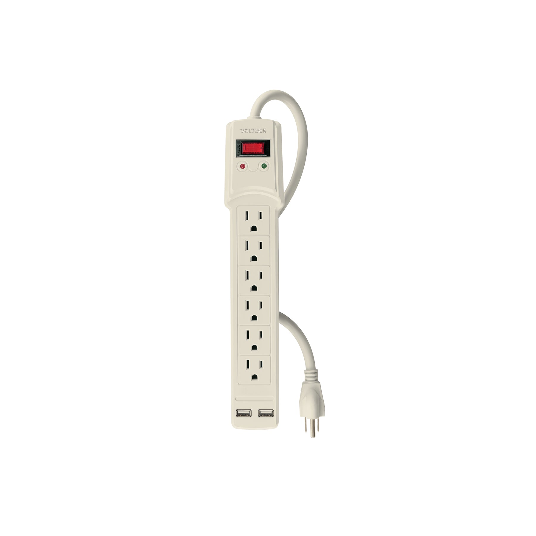 Multicontacto 14 AWG 6 entradas 2 ptos. USB sup. 150J marfil | MUL-615U | 46329