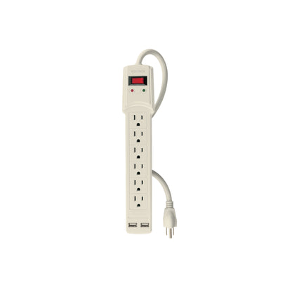 Multicontacto 14 AWG 6 entradas 2 ptos. USB sup. 150J marfil | MUL-615U | 46329