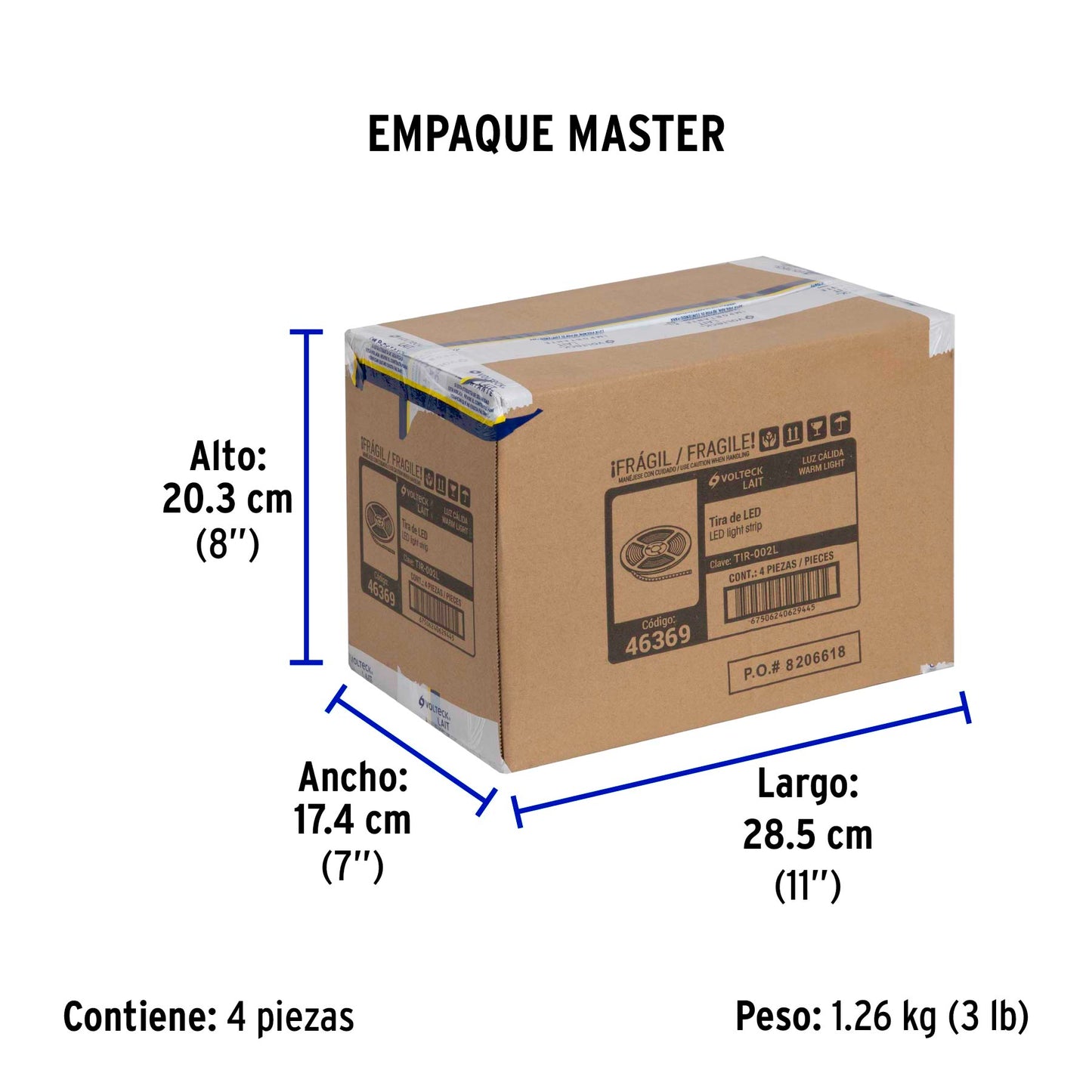 Tira de LED de 5 m 18 W para interior y exterior luz cálida | TIR-002L | 46369