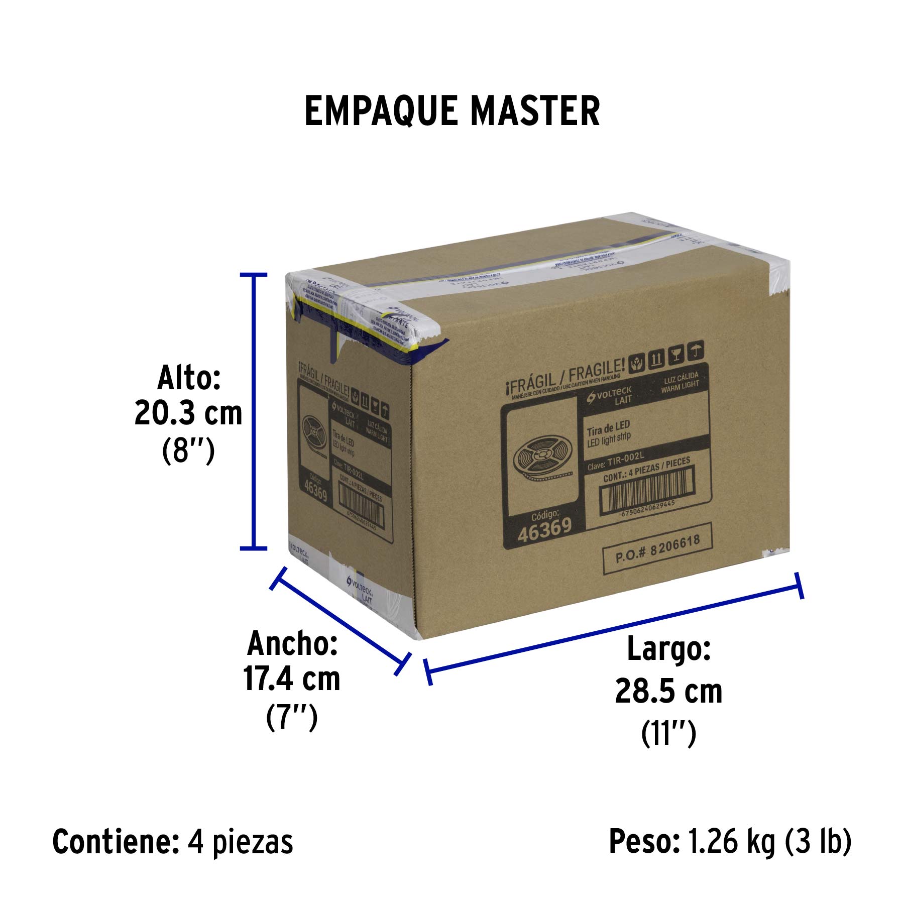 Tira de LED de 5 m 18 W para interior y exterior luz cálida | TIR-002L | 46369