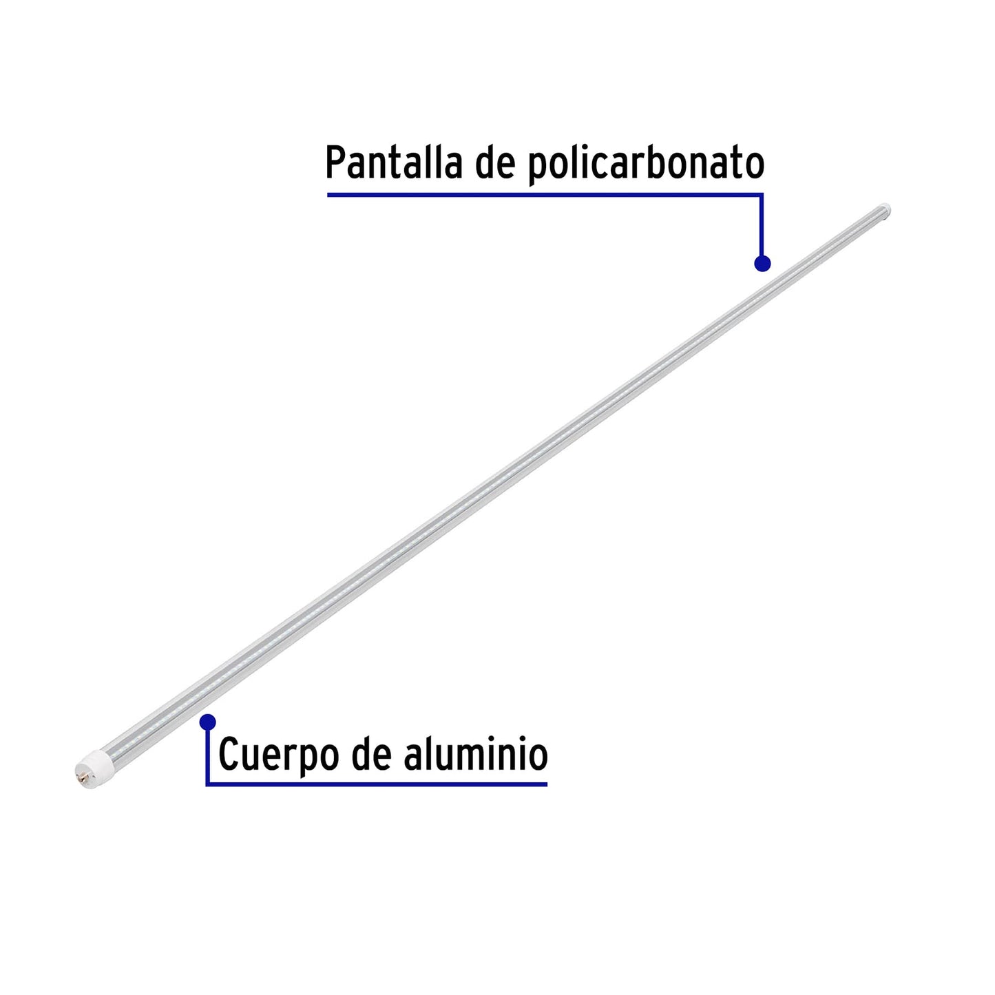 Tubo de LED T8 36 W base Fa8 pantalla policarbonato, Volteck | LED-T8361P | 46371