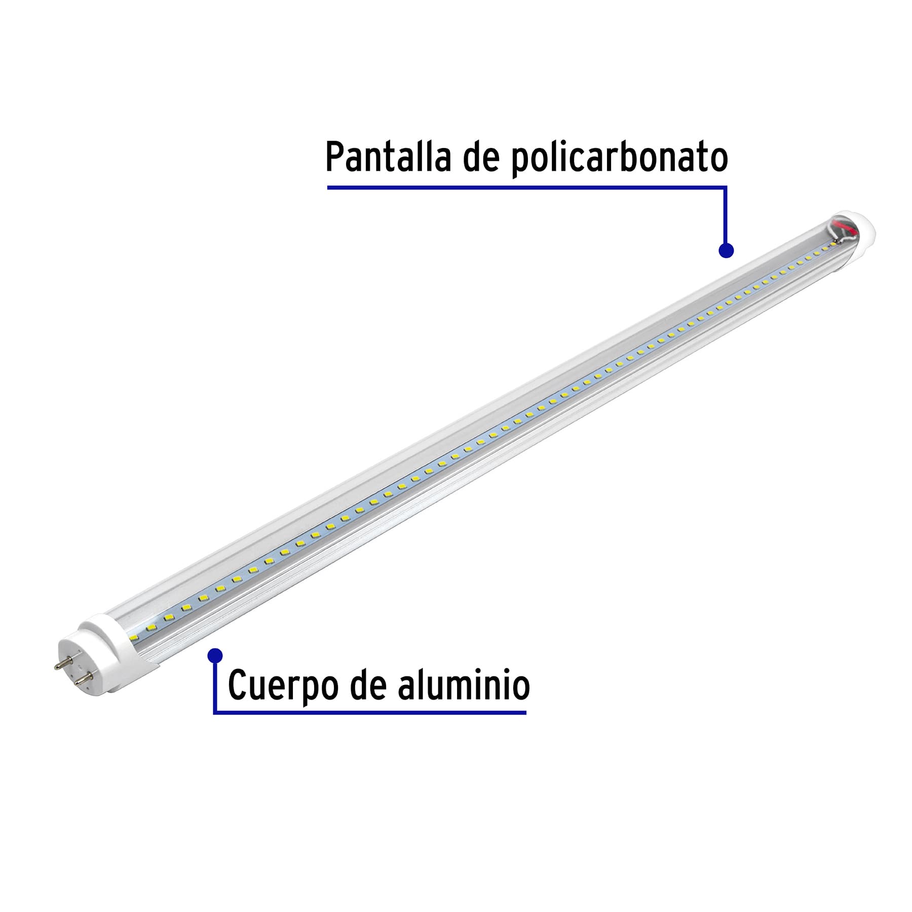 Tubo de LED T8 9 W base G13 pantalla policarbonato, Volteck | LED-T809 | 46374