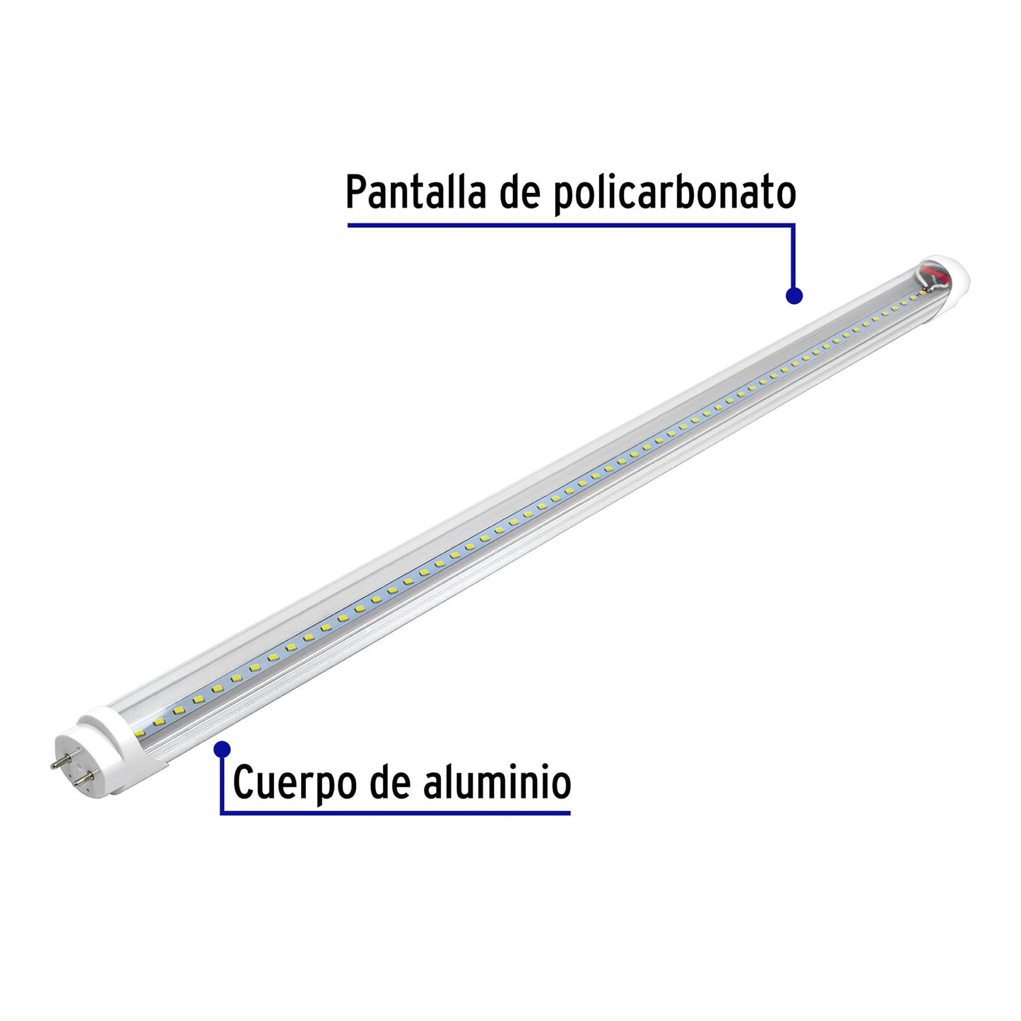 Tubo de LED T8 18 W base G13 pantalla policarbonato, Volteck | LED-T818 | 46375