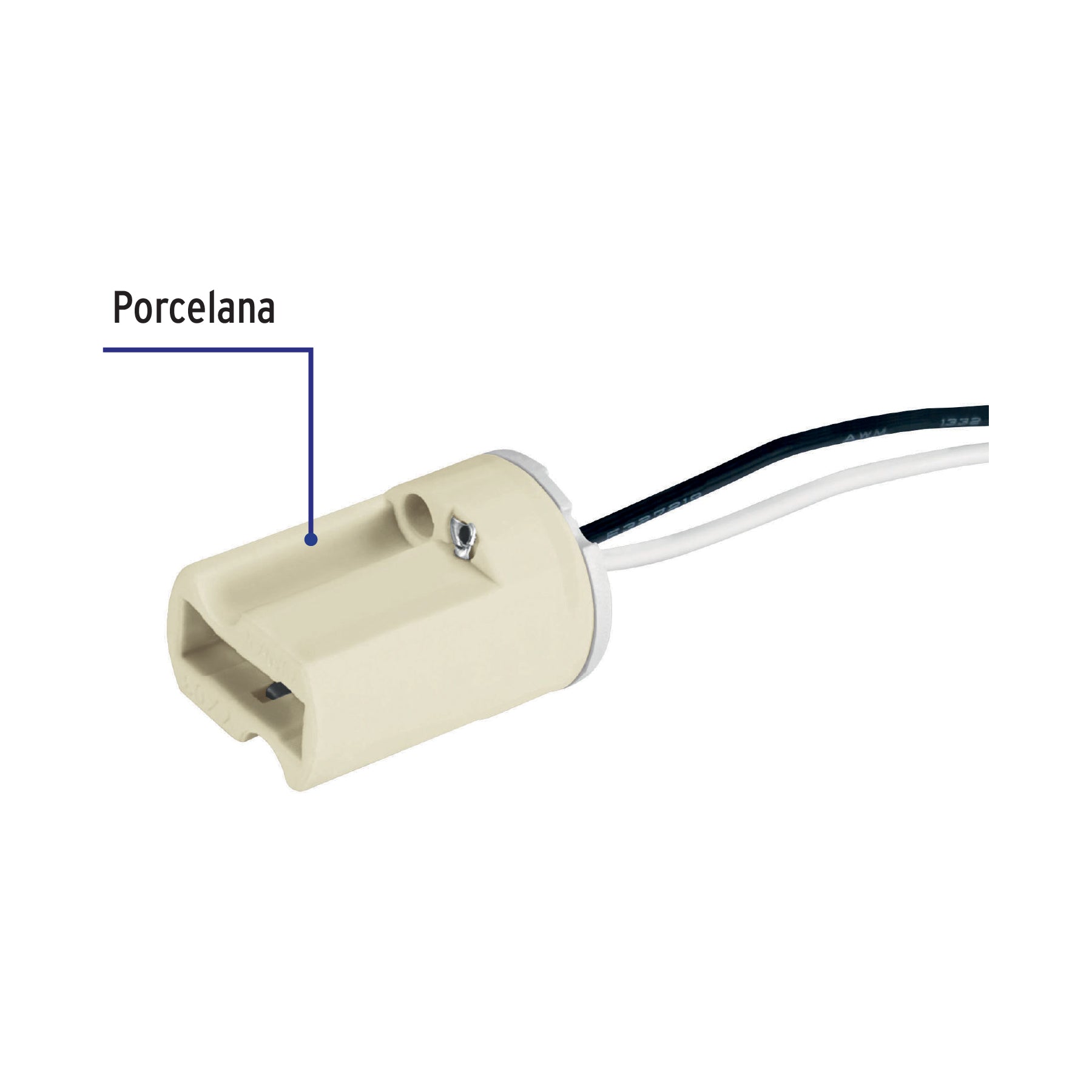 Portalámpara de porcelana para base G9, Volteck | POPO-9 | 46391