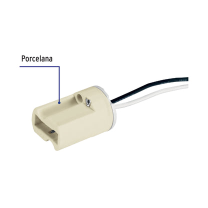 Portalámpara de porcelana para base G9, Volteck | POPO-9 | 46391