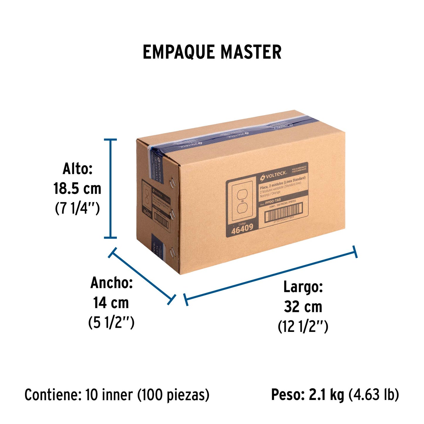 Placa para contacto dúplex tierra aislada, línea estándar | PPDO-TAS | 46409