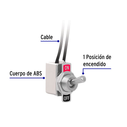 Interruptor de palanca con cable, Volteck | APAL-2C | 46444