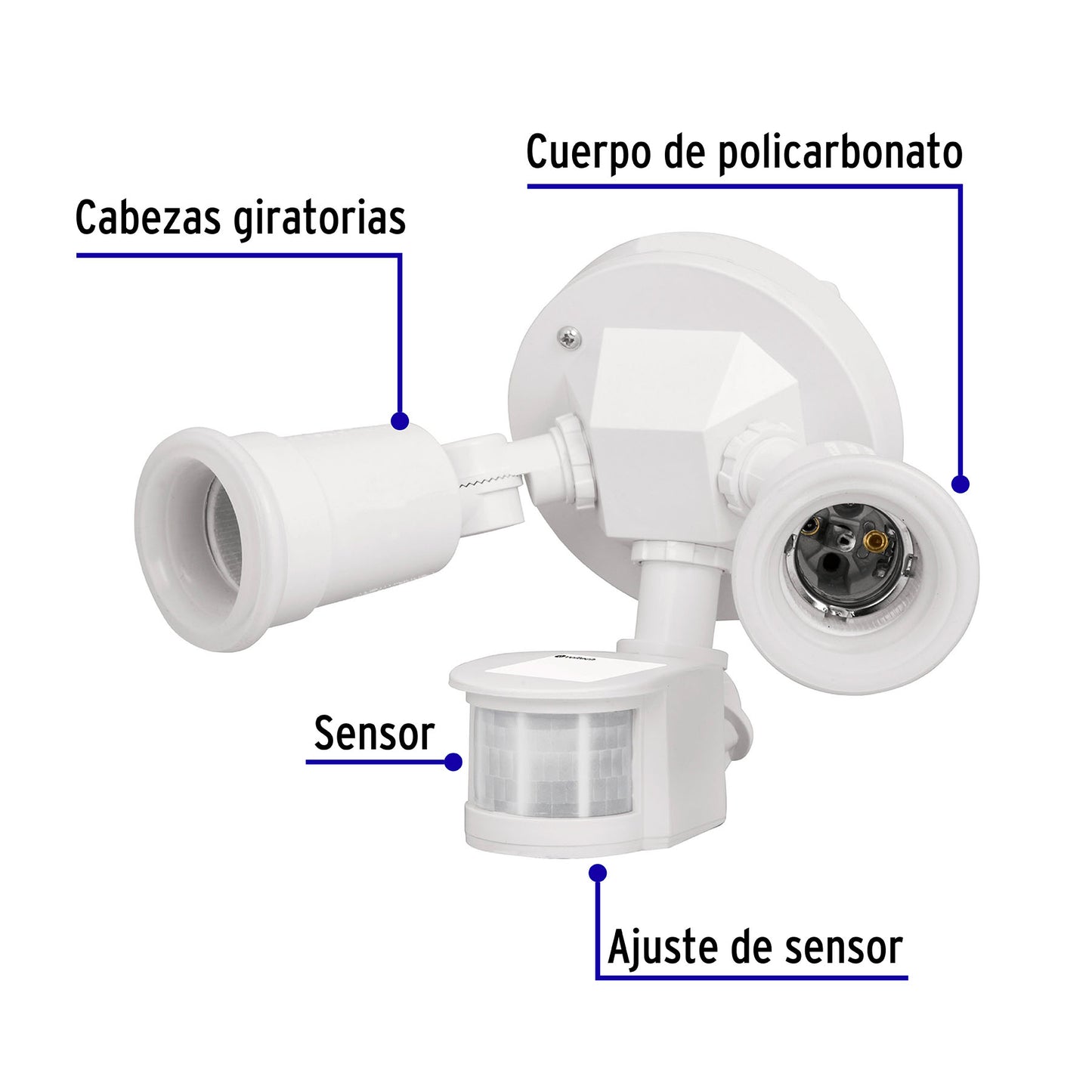 Arbotante blanco c/sensor movimiento, lámparas no incluidas | ARB-901S | 46480