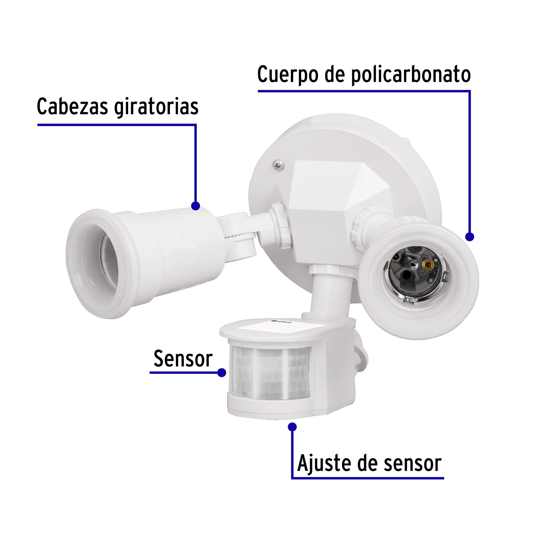 Arbotante blanco c/sensor movimiento, lámparas no incluidas | ARB-901S | 46480