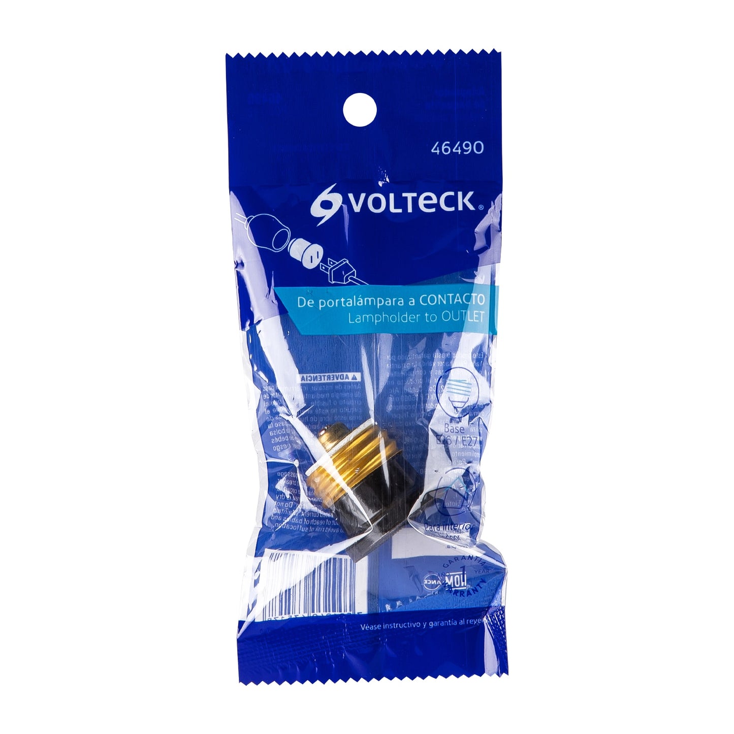 Adaptador de portalámpara a contacto, Volteck | POCO-12 | 46490