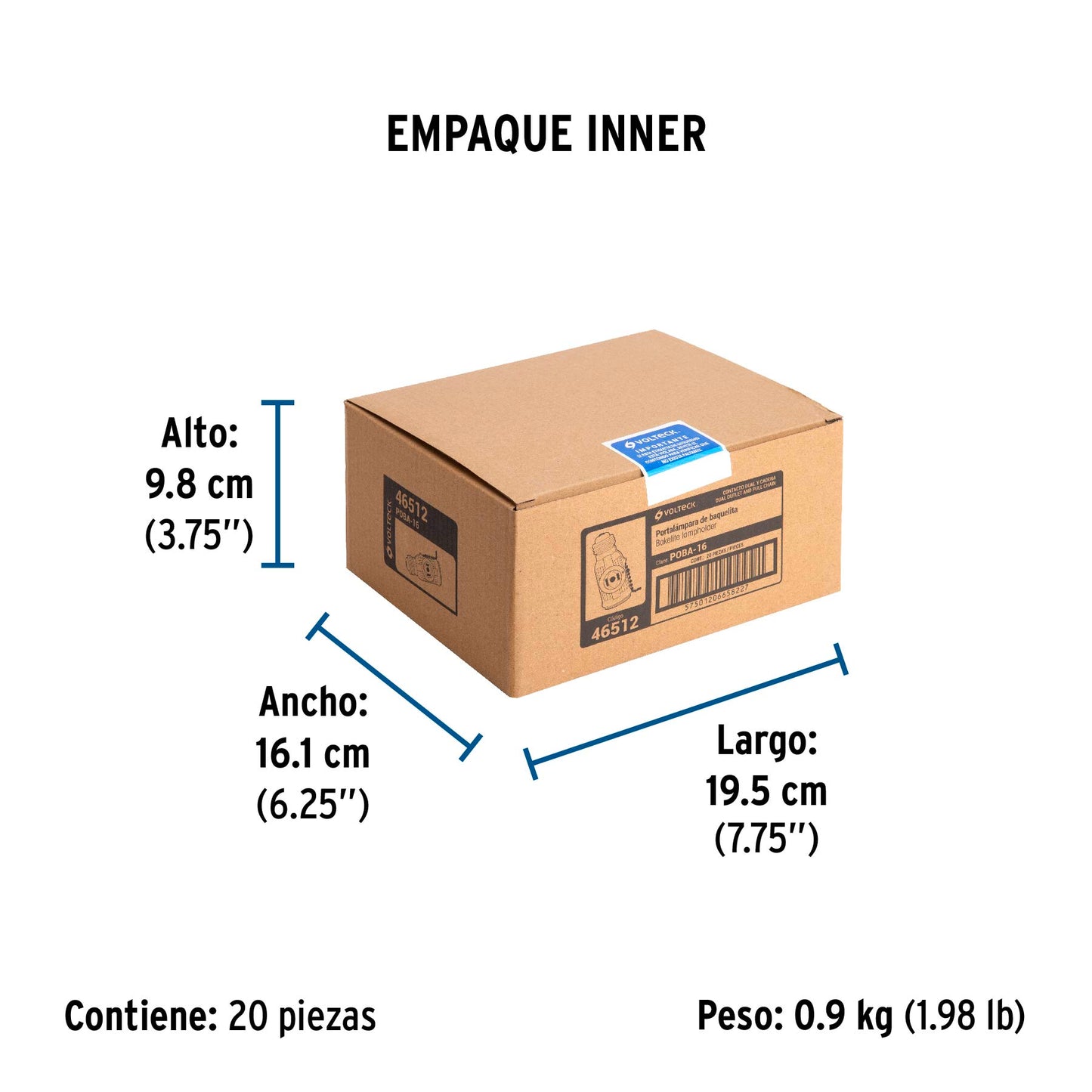 Portalámpara de baquelita, cadena y doble contacto, Volteck | POBA-16 | 46512