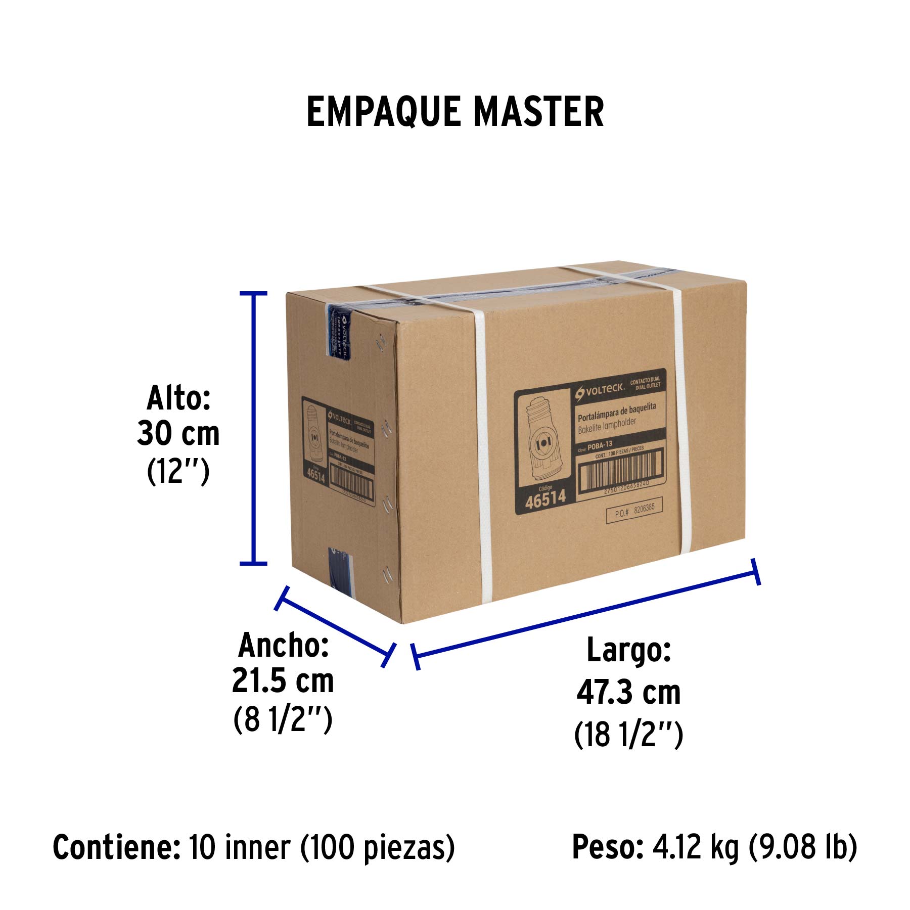 Portalámpara de baquelita, con doble contacto, Volteck | POBA-13 | 46514