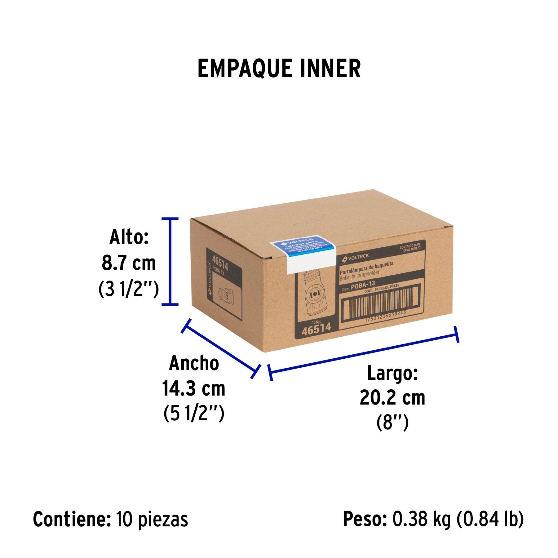 Portalámpara de baquelita, con doble contacto, Volteck | POBA-13 | 46514