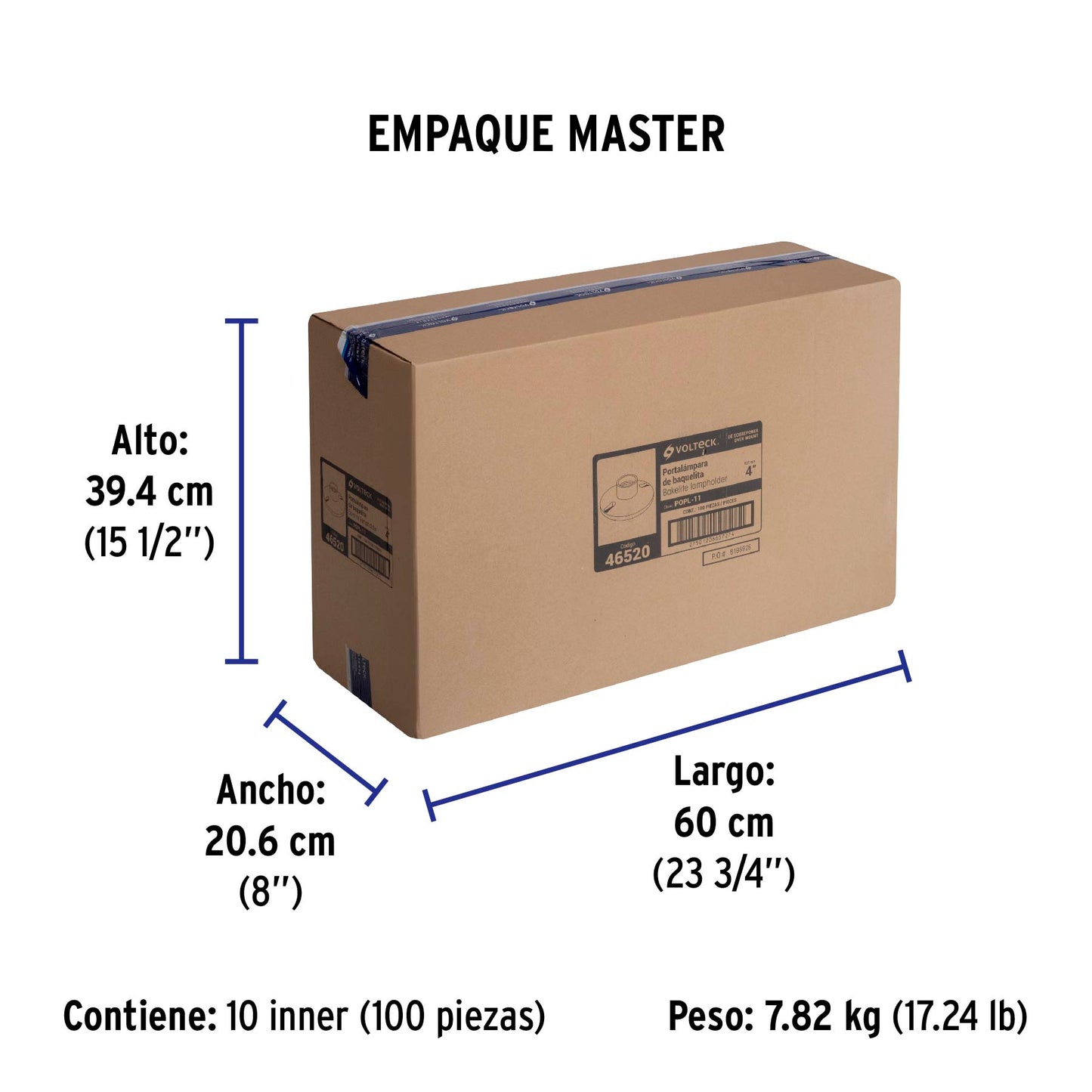 Portalámpara 4' de baquelita, Volteck | POPL-11 | 46520