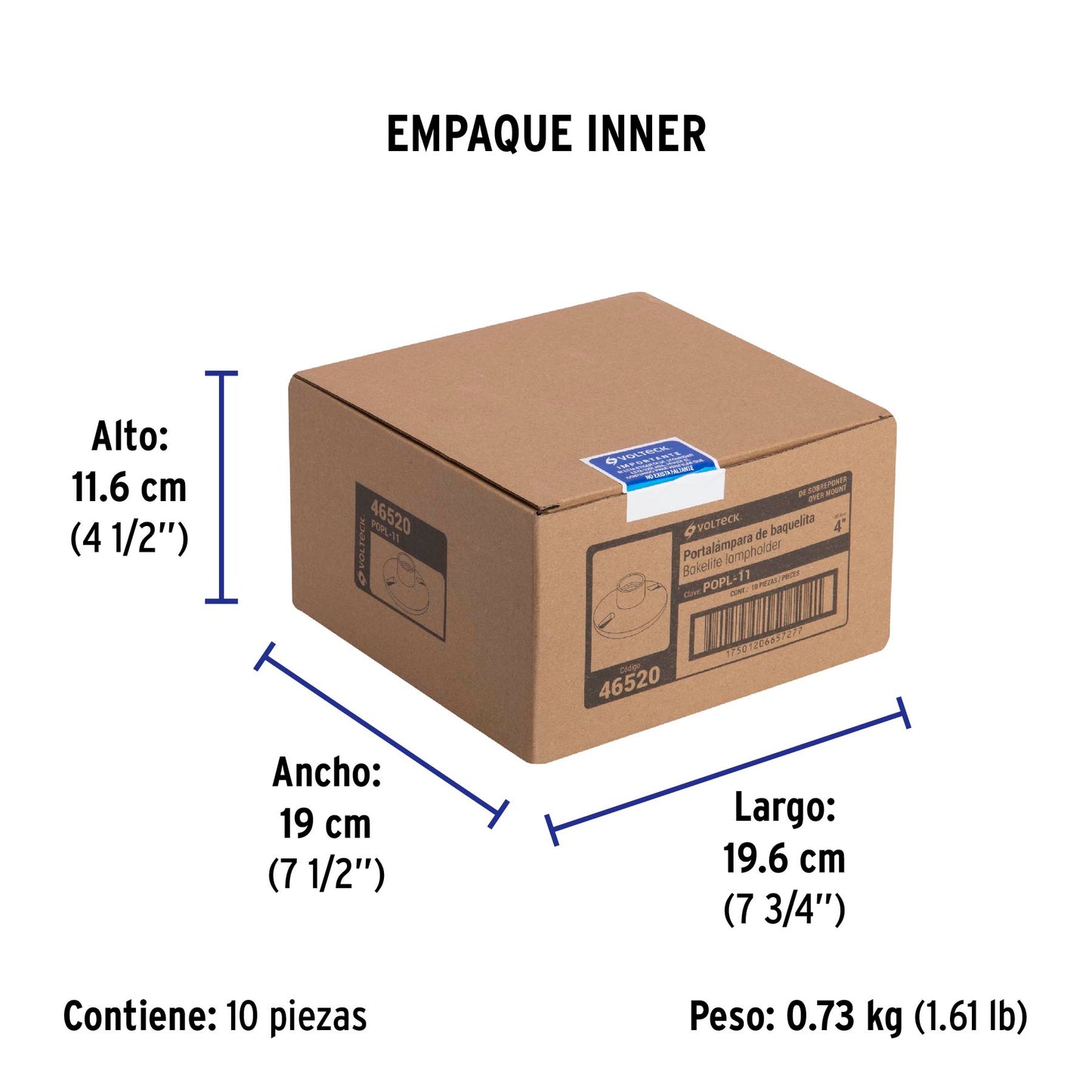 Portalámpara 4' de baquelita, Volteck | POPL-11 | 46520