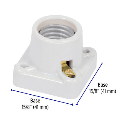 Portalámpara de porcelana, cuadrado, Volteck | POPO-11 | 46522