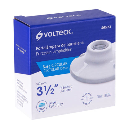 Portalámpara de porcelana, 3-1/2', redonda, Volteck | POPO-15 | 46523