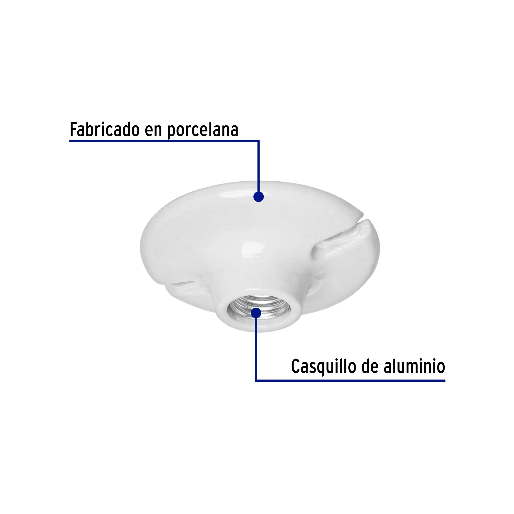 Portalámpara de porcelana, 4-1/2', redonda, Volteck | POPO-18 | 46524