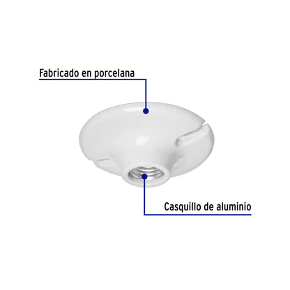 Portalámpara de porcelana, 4-1/2', redonda, Volteck | POPO-18 | 46524