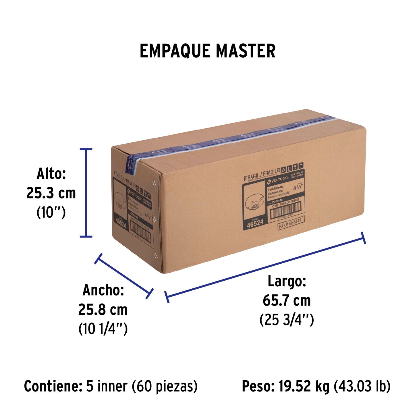 Portalámpara de porcelana, 4-1/2', redonda, Volteck | POPO-18 | 46524