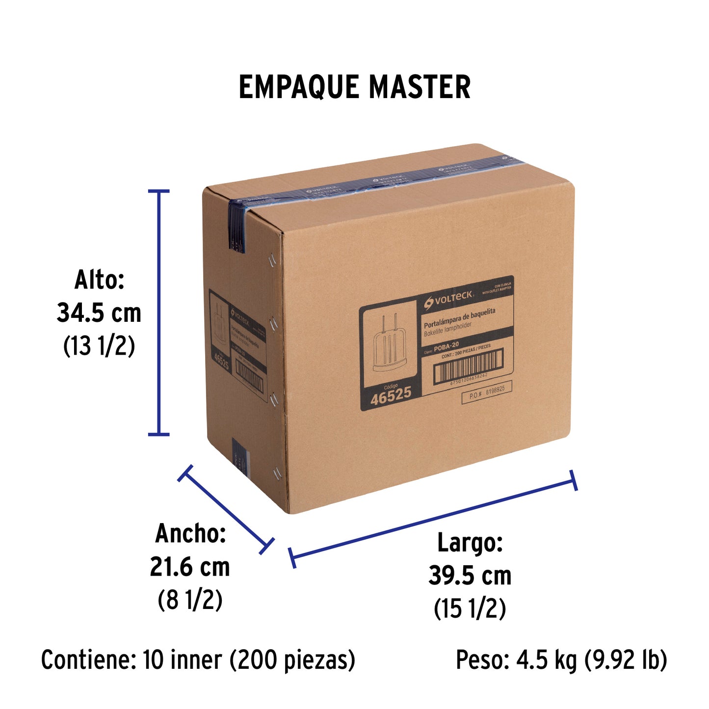 Portalámpara de baquelita, con adaptador, marfil, Volteck | POBA-20 | 46525