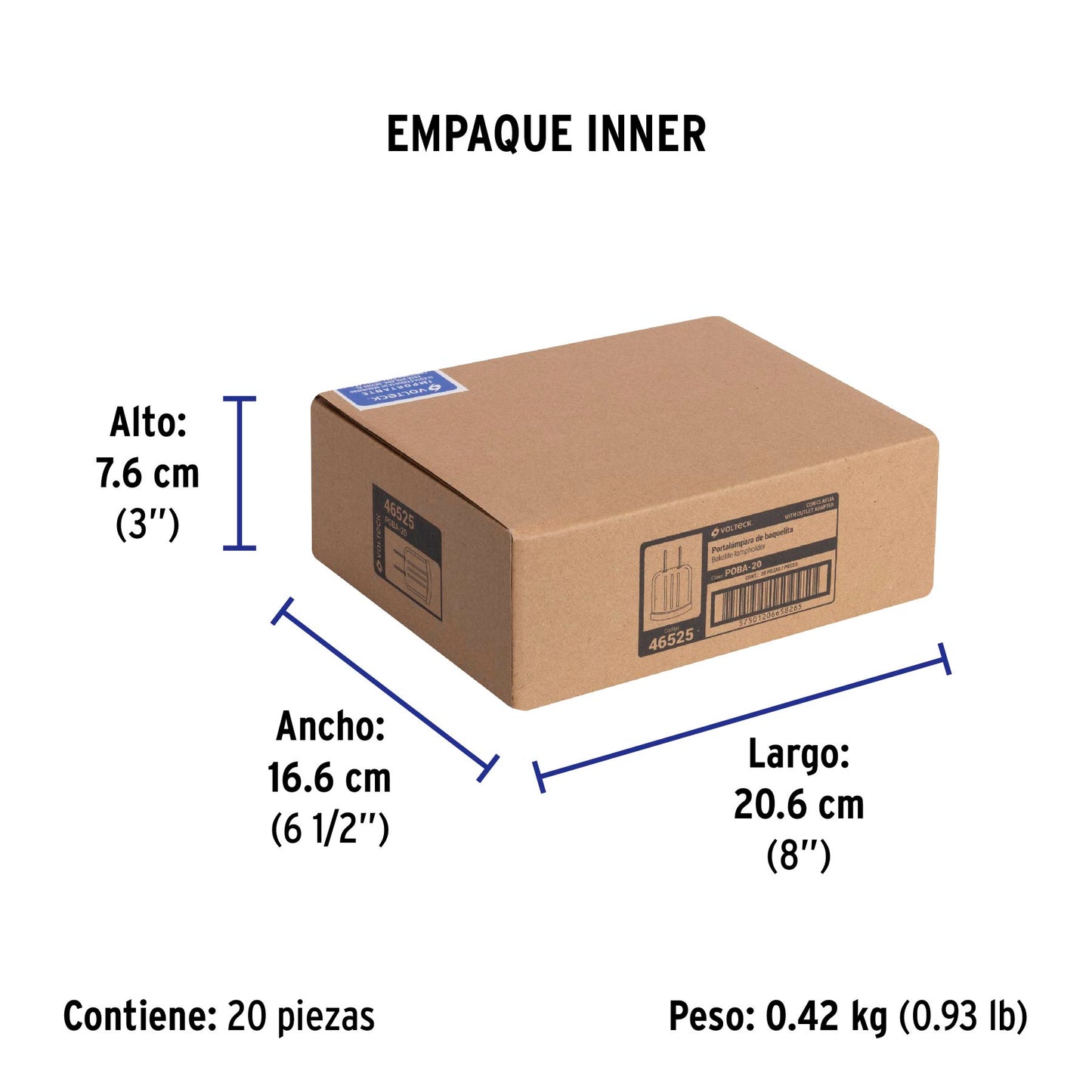 Portalámpara de baquelita, con adaptador, marfil, Volteck | POBA-20 | 46525