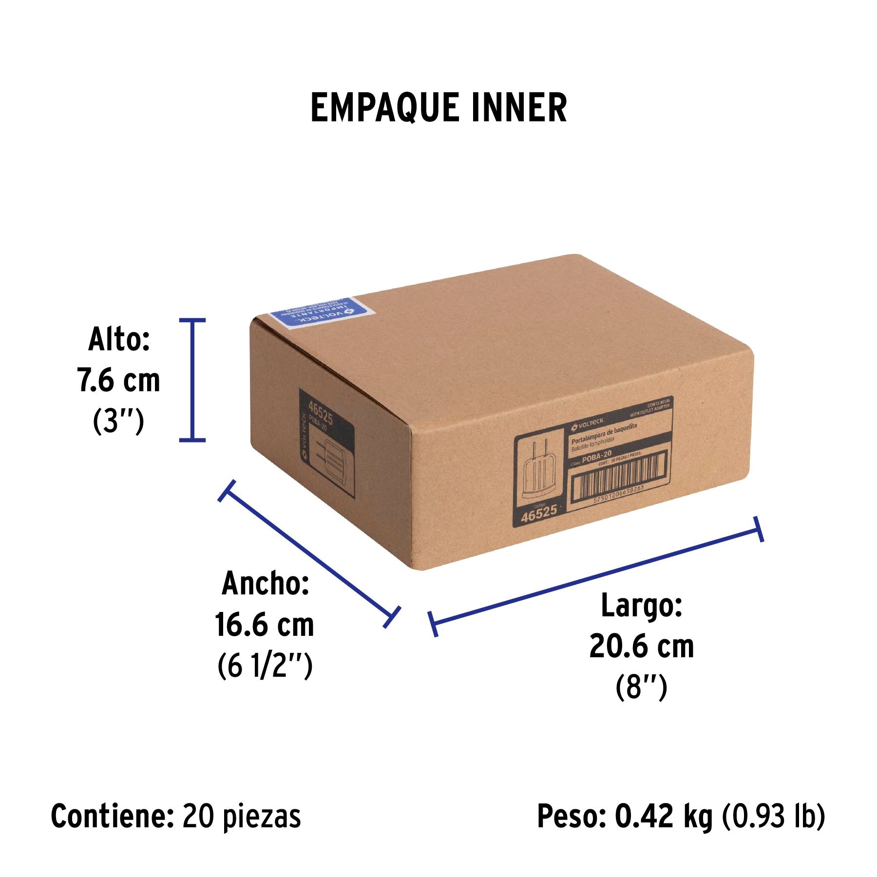 Portalámpara de baquelita, con adaptador, marfil, Volteck | POBA-20 | 46525