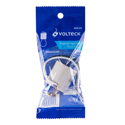 Portalámpara de porcelana, soporte tipo niple, Volteck | POPO-17 | 46530