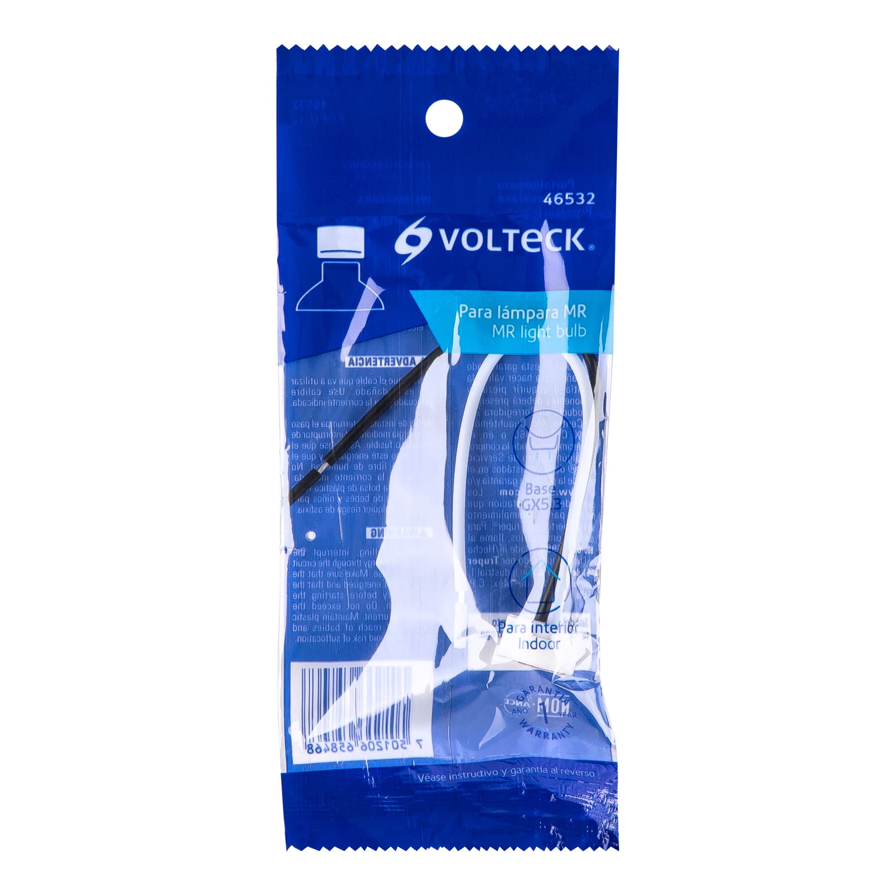 Portalámpara de porcelana para MR, base bipin,Volteck | POPO-12 | 46532