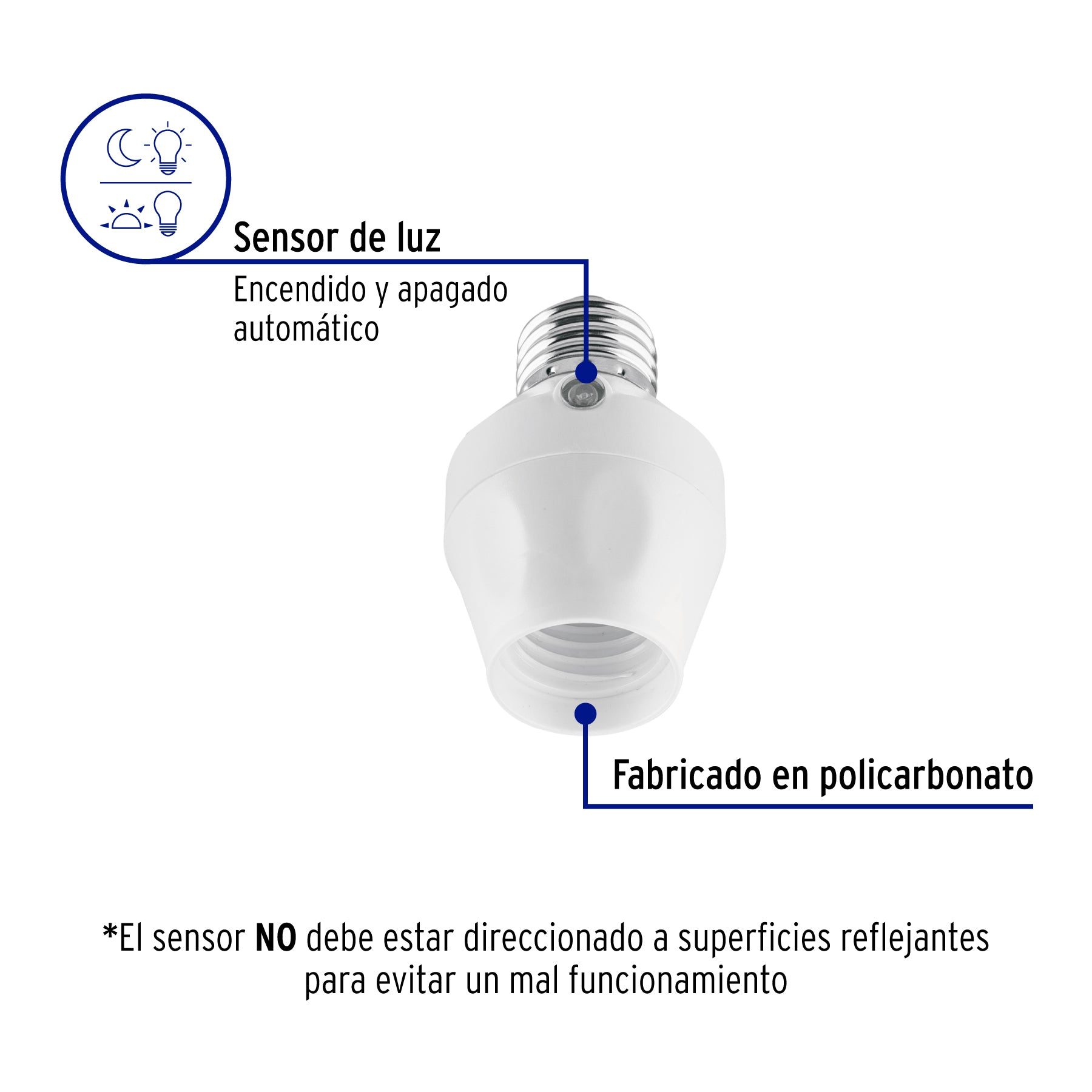 Portalámpara con sensor de luz, Volteck | POBA-21 | 46534