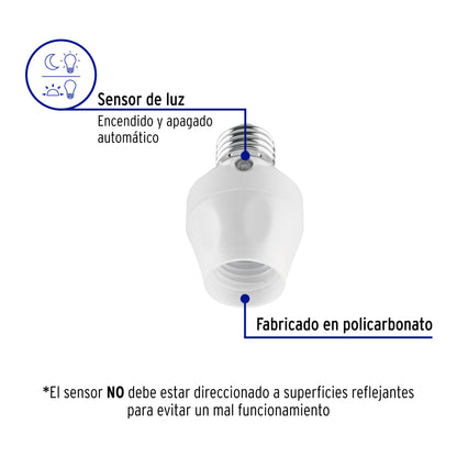 Portalámpara con sensor de luz, Volteck | POBA-21 | 46534
