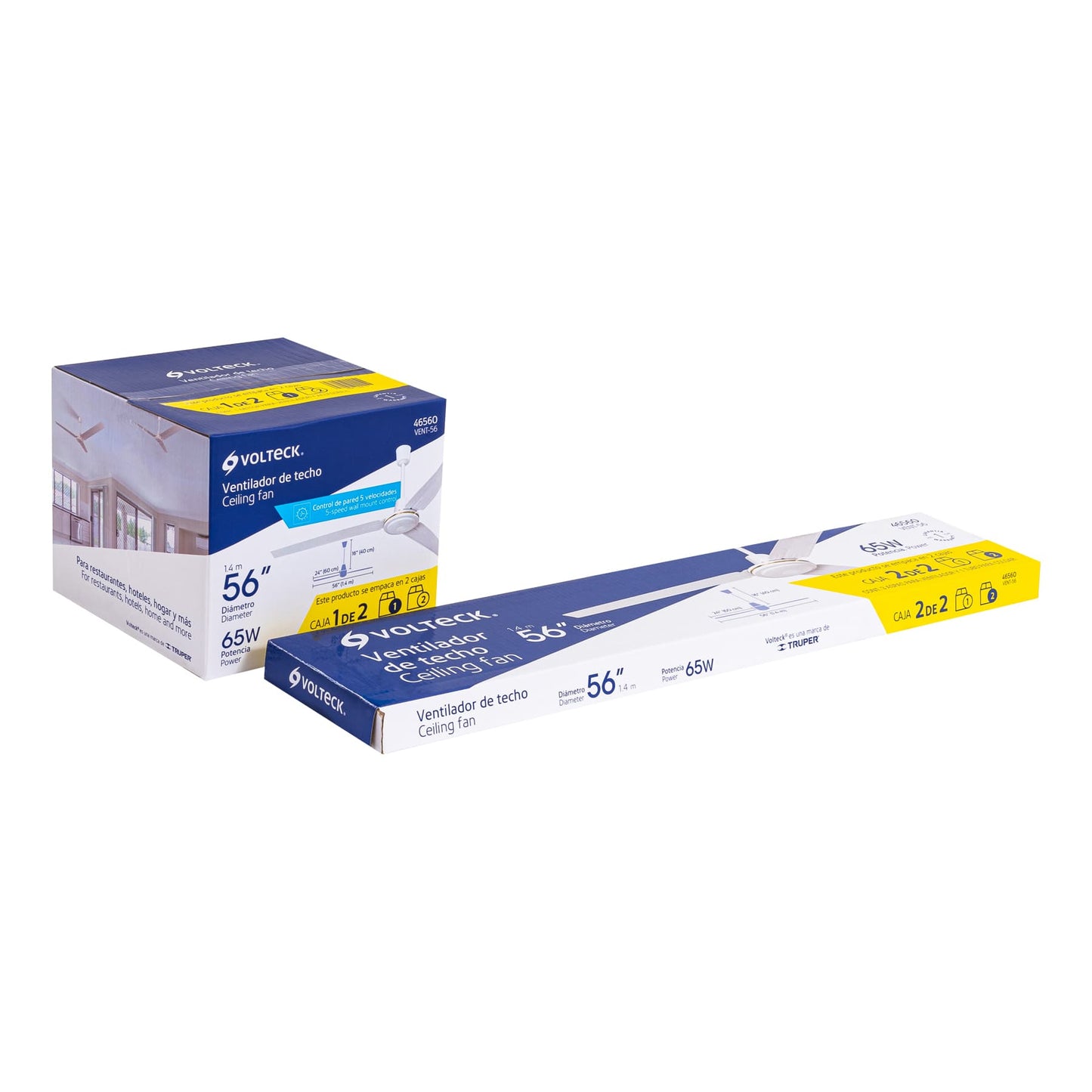Ventilador de techo para interior, 56', blanco, VOLTECK | VENT-56 | 46560